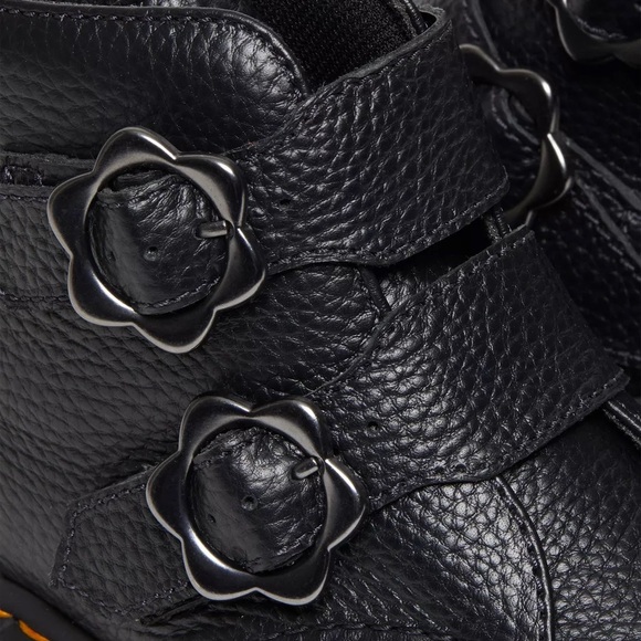 New Dr. Martens Women's Devon Flower Buckle Leather Platform Boots - Picture 6 of 8